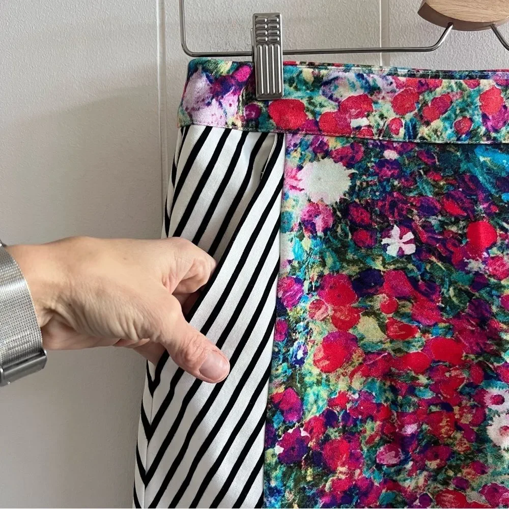 Anthropologie Tabitha Floral Watercolor Striped Pencil Skirt